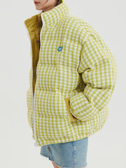 Plaid Labeling Winter Coat