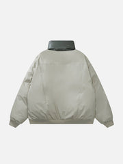 Plaid Leather Winter Coat