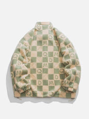 PLAID Letters Sherpa Coat