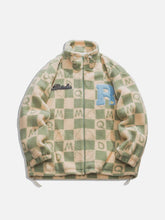 Sherpa-Mantel mit karierten Buchstaben