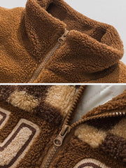 Plaid Patchwork Sherpa Coat