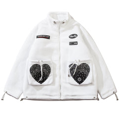 Sherpa-Wintermantel mit Druckmuster