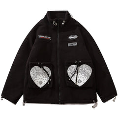 Sherpa-Wintermantel mit Druckmuster