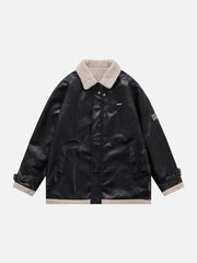 Einfarbiger PU-Rennwintermantel