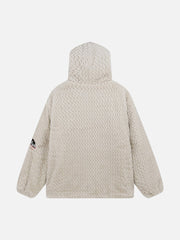 Sherpa-Mantel mit Kaninchen-Stickerei