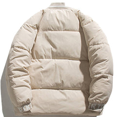 Manteau d'hiver uni avec étiquette arc-en-ciel sur la poitrine