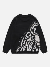 Patchwork-Pullover mit unversäuberten Kanten