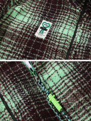 Retro Patchwork Plaid Stand Collar Sherpa Coat