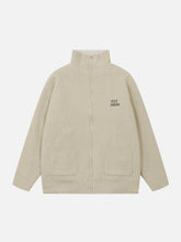 Wendbarer Strick-Wintermantel mit Stehkragen