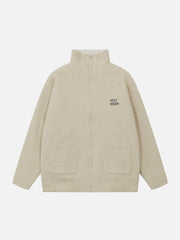 Wendbarer Strick-Wintermantel mit Stehkragen