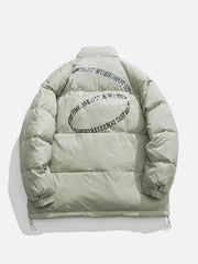 Daunenmantel mit Ringbuchstaben-Print