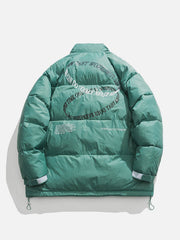 Daunenmantel mit Ringbuchstaben-Print