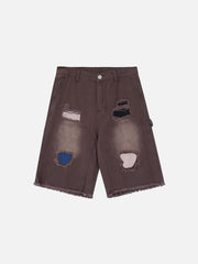 Shorts mit zerrissenem Farbblockdesign