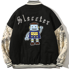 Raketen-Astronauten-Stickerei-Patchwork-Bandana-Wintermantel