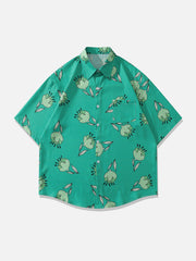 Rose Element Print Short Sleeve Shirts