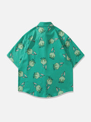 Rose Element Print Short Sleeve Shirts