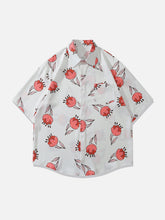 Rose Element Print Short Sleeve Shirts