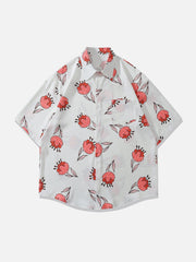 Rose Element Print Short Sleeve Shirts