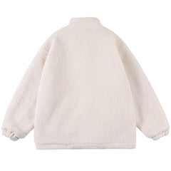 Rose Embroidered Sherpa Winter Coat