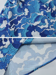Sea Wave Print Short Sleeve Shirts