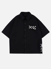 Side Strap Decoration Short Sleeve Shirt