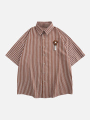 Small Flower Pendant Stripes Short Sleeve Shirt