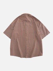 Small Flower Pendant Stripes Short Sleeve Shirt