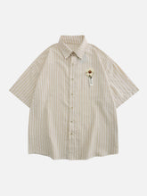 Small Flower Pendant Stripes Short Sleeve Shirt