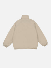 Solid Collar Large Pocket Winter Coat