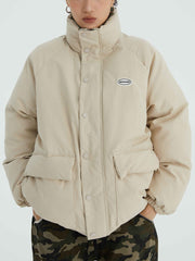 Manteau d'hiver à col uni et grandes poches