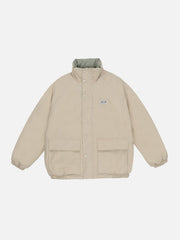Solid Collar Large Pocket Winter Coat