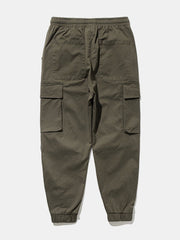 Pantalon cargo décontracté de couleur unie