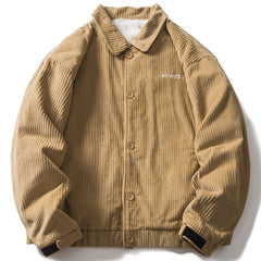 Solid Color Embroidery Corduroy Winter Coat