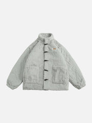 Einfarbiger Wintermantel mit Ochsenhorn-Verschluss