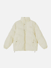 Einfarbiger Patchwork-Wintermantel