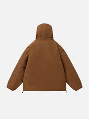 Einfarbiger Patchwork-Wintermantel