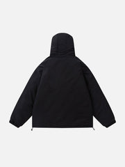 Einfarbiger Patchwork-Wintermantel