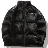 PU-Wintermantel mit einfarbigem Print