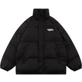 Einfarbige Pufferjacke mit Stehkragen