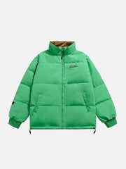 Einfarbiger Wintermantel mit Stehkragen