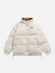 Einfarbiger Wintermantel mit Stehkragen