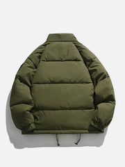 Einfarbiger Wintermantel mit Stehkragen