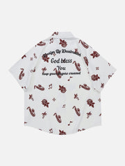 Solid Colour Print Short Sleeve Shirt