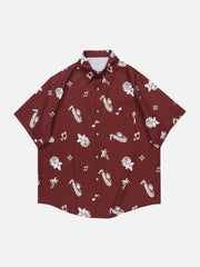 Solid Colour Print Short Sleeve Shirt