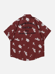 Solid Colour Print Short Sleeve Shirt