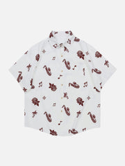 Solid Colour Print Short Sleeve Shirt