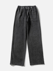 Solid Straight-leg Mopping Jeans
