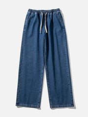 Solid Straight-leg Mopping Jeans