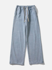 Solid Straight-leg Mopping Jeans