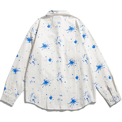 Splash Ink Print Long-sleeved Shirt